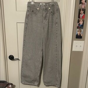 Urban Outfitters Black and White Striped Wide Leg Jeans